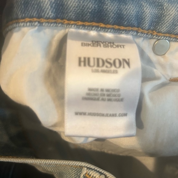 Hudson Devon Biker Denim Shorts Size 27 Frayed Hem High Rise - Picture 6 of 6